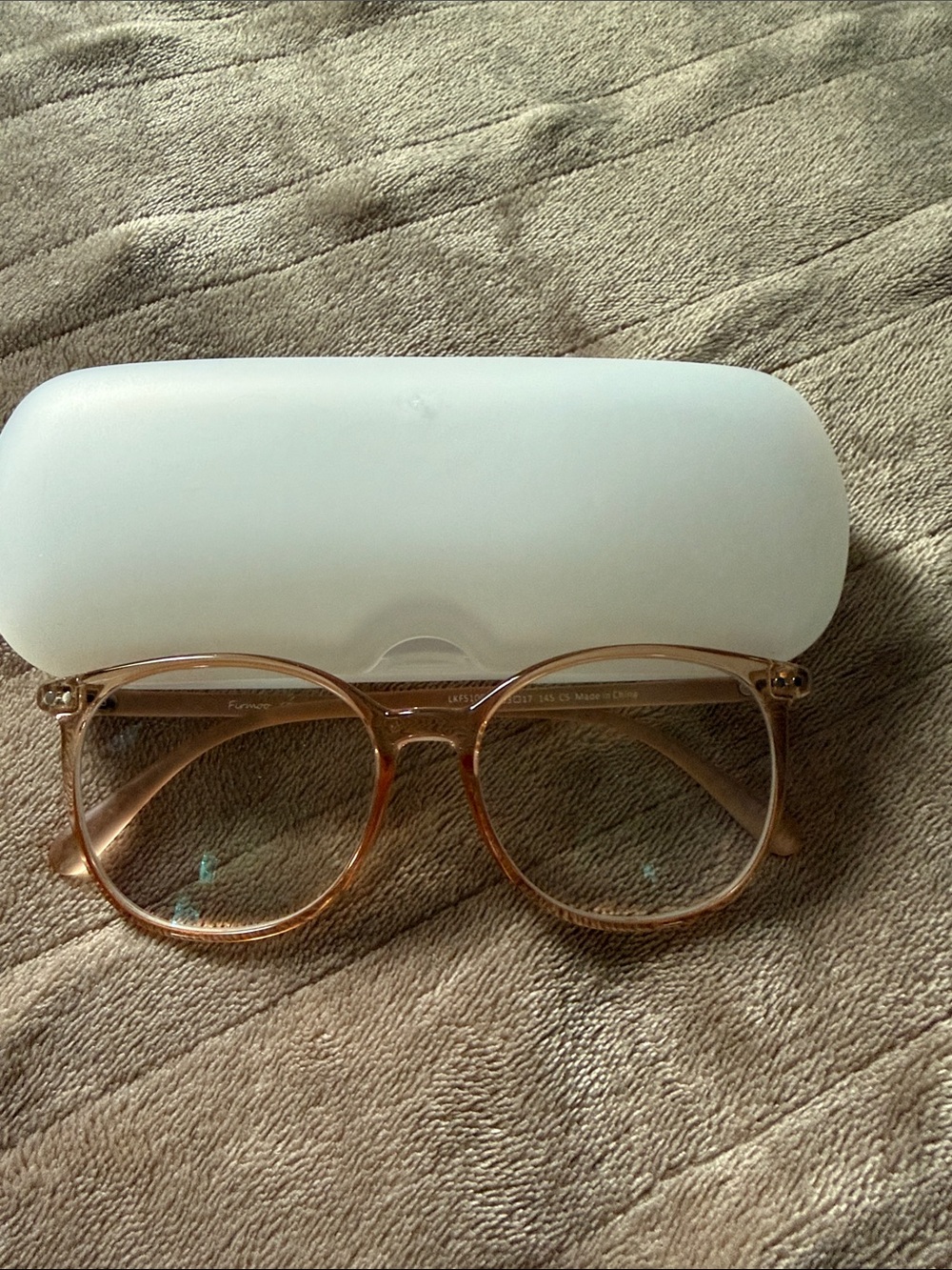 Round Clear Brown Eyeglasses with Case